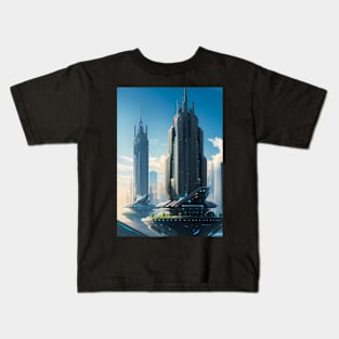 Floating Futuristic City - Utopia Kids T-Shirt